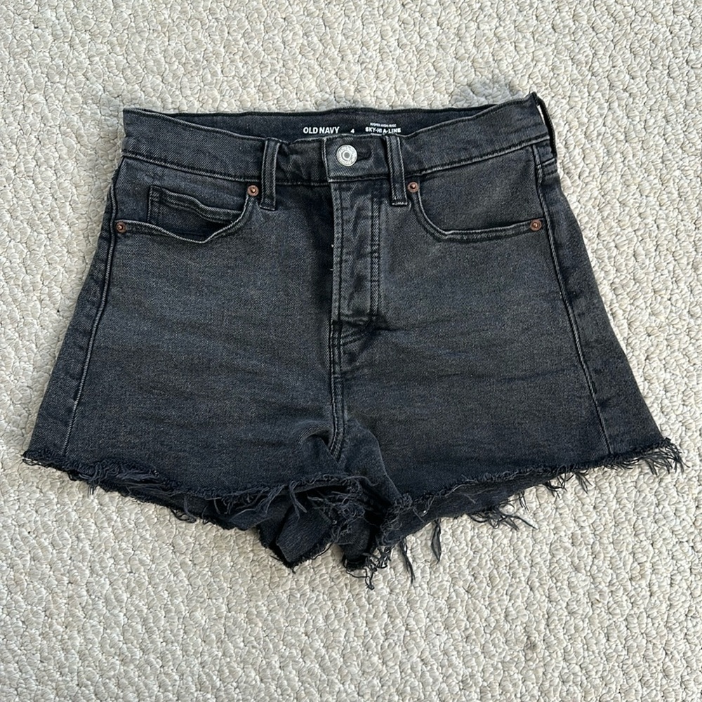 Old Navy Sky-Hi High Rise Black Jean Shorts 4
